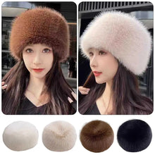 Load image into Gallery viewer, Smooth Mongolian Fluffy Hat Thickened Fur Round Top Warm Bucket Hat Fluffy Texture Ear Protection Winter Hat Cold Weather