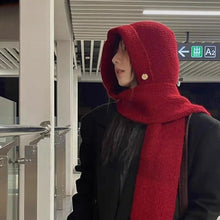 Load image into Gallery viewer, New Warm Knitted Winter Balaclava Neck Protection Soft Hooded Hat Thickened Solid Color One-Piece Scarf Cap Women