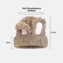 Load image into Gallery viewer, Casual Cute Rabbit Ear Warm Hat Thickened Keep Warm Wool Knitted Hat Windproof Ear Protection Beanie Cap for Women