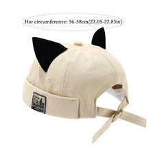 Load image into Gallery viewer, Retro Style Cute Cat Ears Brimless Hat Hip Hop Rolled Cuff Melon Docker Cap Adjustable Solid Color Beanie Hat Worker Wear