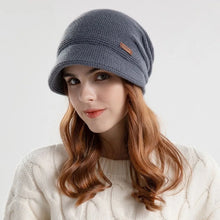 Load image into Gallery viewer, Fashion Soft Knitted Hat Fleece Lined Thickened Beanies Keep Warm Short Brim Ear Protection Outdoor