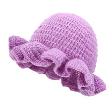 Load image into Gallery viewer, Solid Color Hand Knitted Knit Hat in Bohemian Style with Hollowed Out and Ruffled Design Bucket Shaped Hat Fisherman's Hat