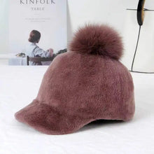 Load image into Gallery viewer, Women's Autumn Winter Fur Hat Sheep Velvet Fox Ball Cap Warm Cozy Animal Print Fashion Accessory