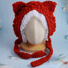Load image into Gallery viewer, Fashion Cartoon Knitted Cat Ear Hat Ear Protection With Bow Crochet Wool Hat Cute Casual Photo Props Cap Outdoor
