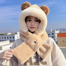 Load image into Gallery viewer, Outdoor Winter Integrated Scarf Hat Thickened Warm Scarf Hooded Cap Ear Protection Hat Scarf Set Cycling Cap