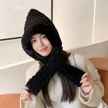 Load image into Gallery viewer, Fashion Winter Hat Scarf Adjustable Windproof One-piece Hat Breathable Fleece Lined Cross Neck Warm Hat Winter