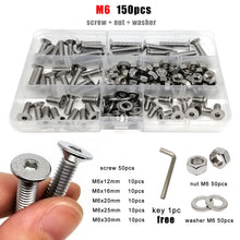 Load image into Gallery viewer, M1.6 M2 M2.5 M3 M4 M5 M6 M8 304 Stainless Steel Allen Hexagon Hex Socket Flat Countersunk Head Screw Bolt Nut Washer Set Kit Box