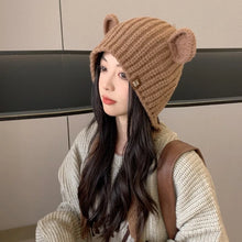 Load image into Gallery viewer, Cute Ear Protection Bear Ear Hat Keep Warm Solid Color Knitted Hat Headgear Ear Protection Hat Winter