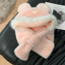 Load image into Gallery viewer, Fashion Winter Balaclava Hat Windproof Thickened Beanies Cap Bowknot Keep Warm Integrated Scarf Hat Set Outdoor