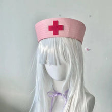 Load image into Gallery viewer, Sweet White Marine Hat Pink Cross Uniform Party Caps Women Photography Hat Hot Girl
