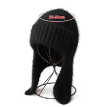 Load image into Gallery viewer, Cozy Rabbit Fur Fur Ear Flap Cap Soft Windproof Angora Knitted Hat Warm Skullies Beanies Winter Season