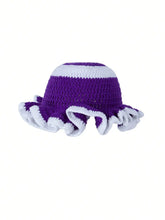 Load image into Gallery viewer, Solid Color Hand Knitted Knit Hat in Bohemian Style with Hollowed Out and Ruffled Design Bucket Shaped Hat Fisherman's Hat