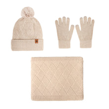 Load image into Gallery viewer, Men's / Women's Outdoor Warm Fleece-lined Knitted Hats Winter Cold-proof Double-layer Stocking Cap One/three-piece Set Skullies