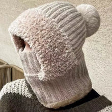 Load image into Gallery viewer, New Warm Scarf Mask Integrated Hat Pompom Windproof Hooded Hat Coldproof Pullover Cap For Outdoor Cycling Skiing