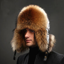 Load image into Gallery viewer, Hot high-end luxury fur hat Men's fox fur hat Lei Feng cap ear cap fur necessary hat Real fur hat 100% Sheepskin top fox hat