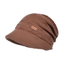 Load image into Gallery viewer, Soft Knitted Hat Casual Style Warm Thickened Fleece Lined Bonnet Windproof Design Wide Brim Short Brim Beanie Autumn Winter