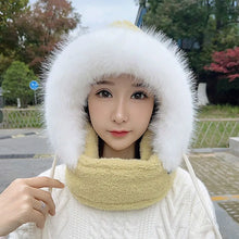 Load image into Gallery viewer, Casual Winter Balaclava Hat Thickened Neck Warmer Beanies Cap Windproof Keep Warm Integrated Scarf Hat Set Unisex