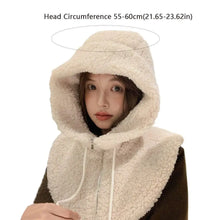Load image into Gallery viewer, Windproof Winter Balaclava Hats Thicken Warm Artificial Lamb Artificial Cashmere Hooded Caps Drawstring Thicken Winter Caps