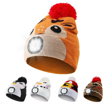 Load image into Gallery viewer, Rechargeable LED Christmas Hat for Kids Warm Outdoor Winter Hat with Detachable Cartoon Luminescent Design Children's gifts