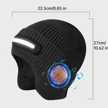 Load image into Gallery viewer, USB Rechargeable LED Lighted Beanie Hat Built-in Speaker Mic Detachable Bluetooth Earflap Hat Three-Stage Lighting