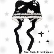 Load image into Gallery viewer, Spicy Girls Fluffy Gothic Harajuku Hat Knitted Little Bone Cross Star Punk Lolita Hat Y2K Style Beanie Hat