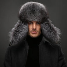 Load image into Gallery viewer, Hot high-end luxury fur hat Men's fox fur hat Lei Feng cap ear cap fur necessary hat Real fur hat 100% Sheepskin top fox hat
