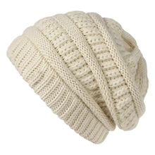 Load image into Gallery viewer, Stylish Solid Color Warm Knitted Hat Soft Elastic Windproof Winter Knit Beanies Keep Warm Without Brim Knit Slouchy Beanie Adult