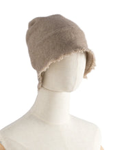 Load image into Gallery viewer, Mens Unisex Autumn Winter Cashmere 35% Cap Knit Bell Hat Broke Hem Warm Tassels Beanie Wool Rough Edge Bucket Hat Black Brown