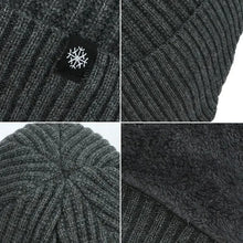 Load image into Gallery viewer, Winter Knitted Warm Ear Protection One Piece Hat for Elderly Men Snowflake Plush Thickened Breathable Warm Ski Hat Accessories