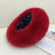 Load image into Gallery viewer, Fashion Thick Turban Hat Imitation Fox Fur Keep Warm Winter Hat Solid Color Fluffy Headband Winter