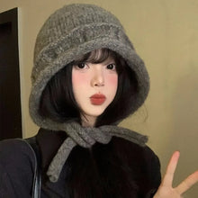 Load image into Gallery viewer, Women's Fashion Warm Strap Knit Hat Soft Thick Beanie Hat Binding Knitted Classic Earmuff Hat Snow Outdoor