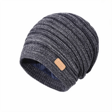 Load image into Gallery viewer, Winter Warm Striped Knitted Hat Windproof Cold Proof Thickned Pullover Hat Beanie Cap for Men Women