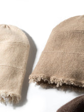 Load image into Gallery viewer, Mens Unisex Autumn Winter Cashmere 35% Cap Knit Bell Hat Broke Hem Warm Tassels Beanie Wool Rough Edge Bucket Hat Black Brown