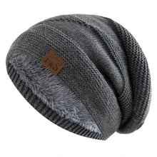 Load image into Gallery viewer, Unisex Fur Lined Winter Beanie Cap Soft Thick Warm Slouchy Hat Windproof Cuffed Design Knitted Hats