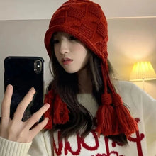 Load image into Gallery viewer, New Windproof Knitted Hat Tassel Ear Protection Winter Beanie Woolen Cap Women