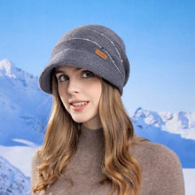 Load image into Gallery viewer, Soft Knitted Hat Warm Thickened Windproof Design Short Brim Beanie Wide Brim Casual Style Winter Beanies Small Face Fit