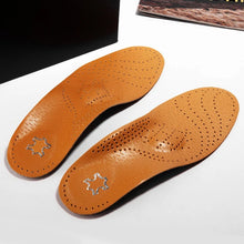 Load image into Gallery viewer, Leather Orthopedic Insole Arch Support Instep Flat Foot Pad PU Latex Antibacterial Active Carbon Foot Care Unisex shoe pads