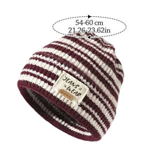 Load image into Gallery viewer, Fashion Warm Winter Hat Ear Protection Striped Knitted Cap Korean Style Elastic Beanie Hats Women