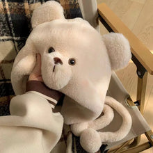 Load image into Gallery viewer, Cute Bear Pattern Women Ear Protection Cap with Ties Coldproof Warm Thick Pullover Hat Thickened Windproof Lei Feng Hat