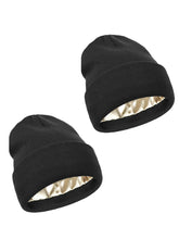 Load image into Gallery viewer, 2Pcs Unisex Satin Lined Beanies Hat for Women&Men Winter 2Layer Ear Protect Warm Hiking Cycling Ski Cap Slouchy Cuffed Balaclava