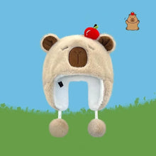 Load image into Gallery viewer, New Windproof Bonnet Cap Warm Cartoon Pullover Hat Fluffy Capybara Warm Hat Winter