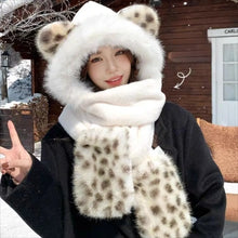 Load image into Gallery viewer, Fashion Thickened Hat Scarf One-Piece Fleece Lined Cycling Skiing Hat Cute Ear Ear Protection Hat Women
