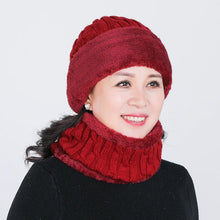 Load image into Gallery viewer, 2pcs/Set Winter Warm Knit Beanie Hat Neck Warmer Scarf,Thermal Lined Skull Cap for Men Outdoor Fall Outfit,suitable for Skiing