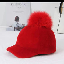 Load image into Gallery viewer, Women's Autumn Winter Fur Hat Sheep Velvet Fox Ball Cap Warm Cozy Animal Print Fashion Accessory