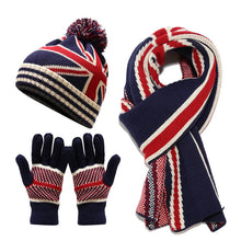 Load image into Gallery viewer, New Adult USA National Flag Hat Scarf Gloves Three-piece Set With Top Ball Winter Outdoor Unisex Warm Hats Set