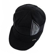 Load image into Gallery viewer, Unisex Warm Winter Hat With Brim Plush Fur Lined Beanie Hat JEANS Label Thicken Winter Hats For Men Women Outdoor Knitted Hat