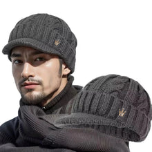 Load image into Gallery viewer, Big Size 65cm Keep Warm Beanies for Men Outdoor Short Brim Duck Tongue Cap Winter Plush Thick Fried Dough Twists Knitting Hat