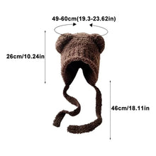 Load image into Gallery viewer, Cute Y2k Bear Ear Beanies Knitted Wool Hat with Rope Warm Beanies Cap Lace Up Thick Hip Hop Ear Protection Winter Hat