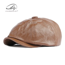 Load image into Gallery viewer, Men Women Ivy Cap Newsboy Hat Adjustable Faux PU Leather Berets for Spring Summer Autumn Gatsby