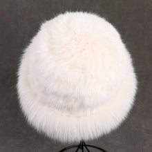 Load image into Gallery viewer, Luxury Women's Winter Hat Knitted Rabbit Fur Hats with Big Fox Fur Brim Lady Fashion Bucket Cap